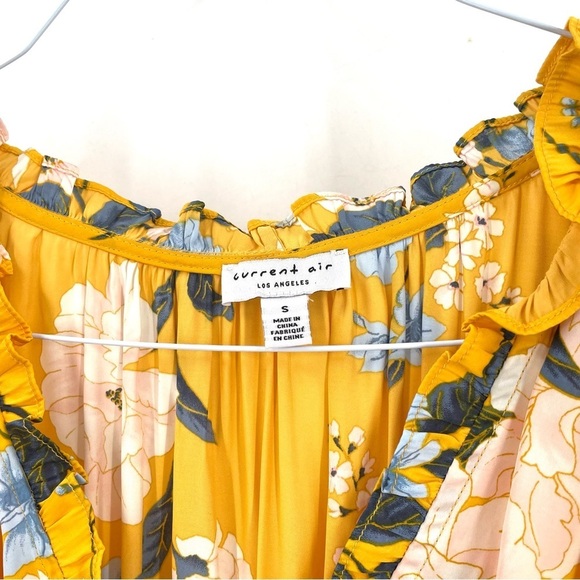 ANTHROPOLOGIE Current Air Marigold V Neck Japanese Floral Canary Midi Dress - Picture 10 of 10